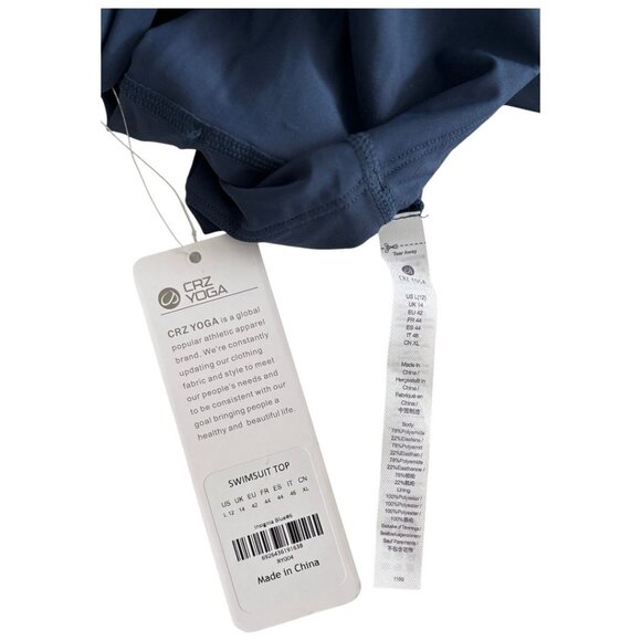 CRZ Yoga navy blue Butterluxe high neck racerback tank top size L NWT - Picture 6 of 7